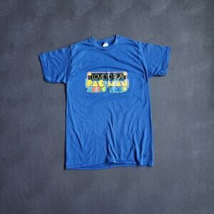 Vintage 80's I Love to Play Pacman Midway Co Blue Shirt Large